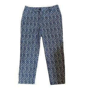 Talbots The Perfect Crop Pants Blue White‎ Print Casual Career Size 6